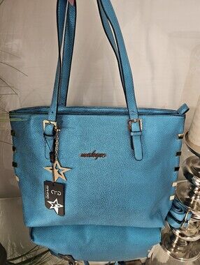 Makgio  European Brand Metallic Texture Teal Tote Bag - Stylish Shoulder Bag